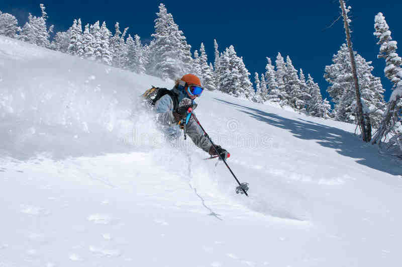 bluebird, perfect, woman, skiing